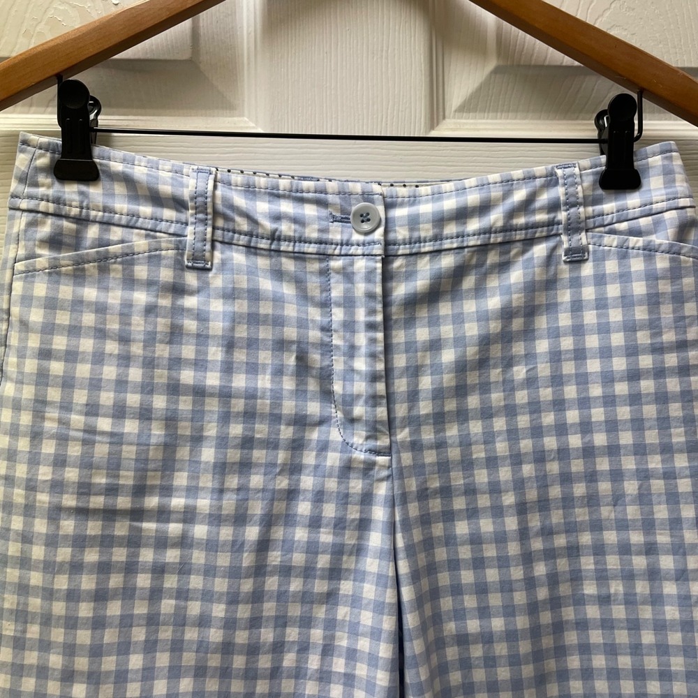 Talbots Women's Petite Size 4P Blue Gingham Perfect Crop Coastal Chinos Beach - Picture 4 of 15